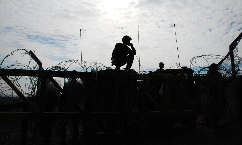 the silhouette of a soldier