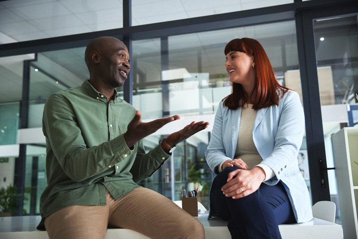 two colleagues talking