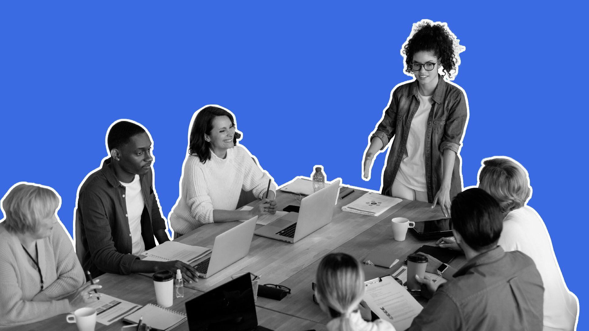 A group of colleagues around a table