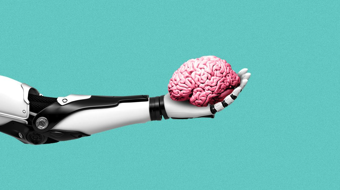 a robotic arm holding a brain